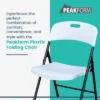 Peakform Fully Assembled Durable Ergonomic Lightweight Plastic Foldable Chair With Metal Frame For Indoor Or Outdoor Use, 4 Pack, White