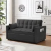 3 In 1 Convertible Sleeper Sofa Bed, Modern Velvet Loveseat Futon Sofa Couch W/Pullout Bed,Small Love Seat Lounge Sofa W/Reclining Backrest