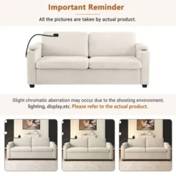 72.8"W Loveseat Sleeper Sofa Bed With Full Size Mattress, USB Ports, Cup Holders, And A Phone Holder For Living Room -ModernLuxe 19 72.8"W Loveseat Sleeper Sofa Bed With Full Size Mattress, USB Ports, Cup Holders, And A Phone Holder For Living Room -ModernLuxe -Baxton Studio Shop GUEST dd0248fd e532 489a aef6 38a84d9bee98