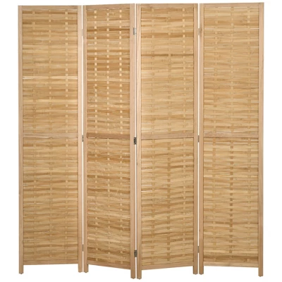 HOMCOM Room Divider, 5.5' Tall Bamboo Portable Folding Privacy Screens, Hand-Woven Double Side Partition Wall Dividers For Home, Natural 3 HOMCOM Room Divider, 5.5' Tall Bamboo Portable Folding Privacy Screens, Hand-Woven Double Side Partition Wall Dividers For Home, Natural - Image 3