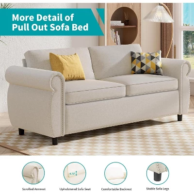 Mjkone Pull Out Sofa Bed,Full Size Sleeper Sofa Couch With Memory Foam Mattress 5 Mjkone Pull Out Sofa Bed,Full Size Sleeper Sofa Couch With Memory Foam Mattress - Image 5