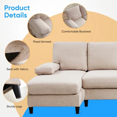 Mjkone U Shaped Sectional Sofa, 4-Seat Modular Sofa, Living Room Modern Couch With Chaise 4 Mjkone U Shaped Sectional Sofa, 4-Seat Modular Sofa, Living Room Modern Couch With Chaise - Image 4