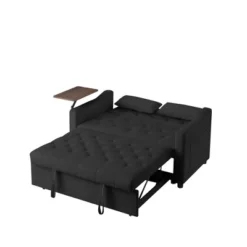 Velvet Sofa Bed With Tufted Back And Seat, 360° Side Table, Adjustable Backrest And Foam Cushion For Living Room -Baxton Studio Shop GUEST dd6e2349 1d59 4e35 a0c7 8a8418d2ea96