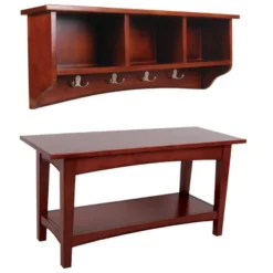 Shaker Cottage Storage Coat Hook With Bench Set - Alaterre Furniture -Baxton Studio Shop GUEST dd800ba0 e8ff 4e39 bac3 9581bb95b5dc