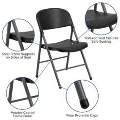 Emma And Oliver 6 Pack 330 Lb. Capacity Black Plastic Folding Chair - Charcoal Frame - Event Chair -Baxton Studio Shop GUEST dd8b868b 63d4 4356 8ac5 1d82df3cff0c