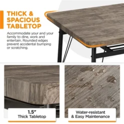 Yaheetech Farmhouse Space-Saving 6 Piece Dining Table Set With 2 Storage Racks For Kitchen -Baxton Studio Shop GUEST dd99311d 3fa8 41a4 911c 542931730d96