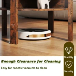 Tangkula Round Coffee Table With 4 Side Compartments 2-Tier Circle Coffee Table -Baxton Studio Shop GUEST ddb2d799 6b97 40a3 b5ab 7ea754295de7