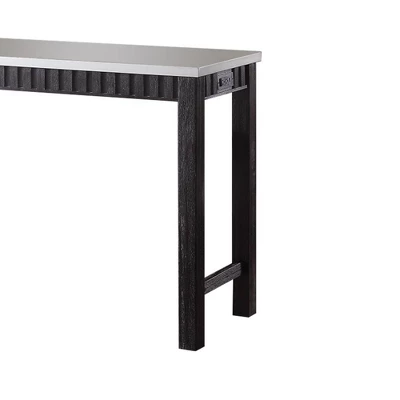 60" Necalli Marble Top Counter Height Dining Set Weathered Espresso - Acme Furniture 2 60" Necalli Marble Top Counter Height Dining Set Weathered Espresso - Acme Furniture - Image 2