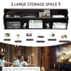 Costway 48.5'' Wall Mounted Audio/Video TV Stands Console Living Room Furniture W/Shelves -Baxton Studio Shop GUEST ddf50548 4d92 4307 9c2c 65360d2582e1