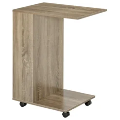 HOMCOM C-Shaped Sofa Side Table Mobile End Table With Storage And Wheels For Living Room, Bedroom, Office -Baxton Studio Shop GUEST de0b601a 867b 4024 b27d c048eccdd63b