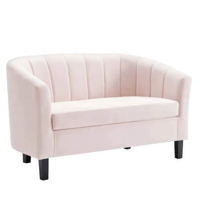 Prospect Channel Tufted Performance Velvet Loveseat Sofa Pink - Modway 1 Prospect Channel Tufted Performance Velvet Loveseat Sofa Pink - Modway