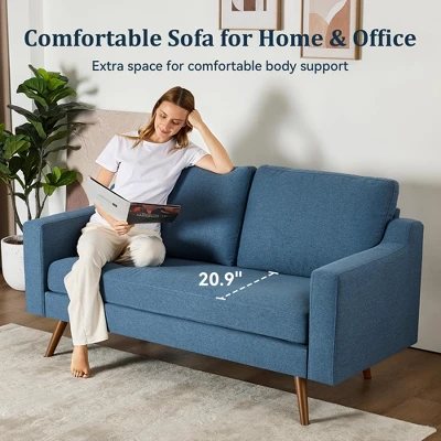 Dyonery 65.4" Loveseat Sofa,Comfy Love Seat Couches For Living Room,Mid Century Modern Small Couch For Bedroom Office With Spring Cushion 2 Dyonery 65.4" Loveseat Sofa,Comfy Love Seat Couches For Living Room,Mid Century Modern Small Couch For Bedroom Office With Spring Cushion - Image 2