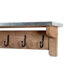 Millwork Bench With Coat Hook Shelf Wood And Zinc Metal Silver/Light Amber - Alaterre Furniture -Baxton Studio Shop GUEST de2f9937 f3ff 470b 9506 712137bd57a3