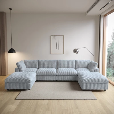 WJShome Cloud Couch Modular Sectional Sofa,157" Oversized U Shaped Couch With Ottoman,6 Seater Convertible Sofa For Living Room 5 WJShome Cloud Couch Modular Sectional Sofa,157" Oversized U Shaped Couch With Ottoman,6 Seater Convertible Sofa For Living Room - Image 5