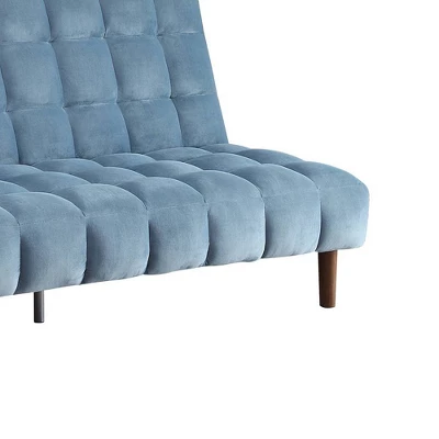 76" Yolandi Futon Teal Velvet/Dark Walnut Finish - Acme Furniture 5 76" Yolandi Futon Teal Velvet/Dark Walnut Finish - Acme Furniture - Image 5