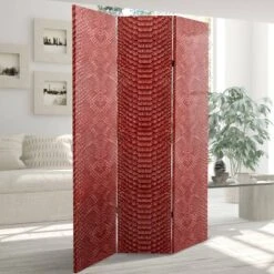 6" Double Sided Snake Print Canvas Room Divider - Oriental Furniture -Baxton Studio Shop GUEST de8b70e4 a0e9 49e4 8f94 6e83e433118e