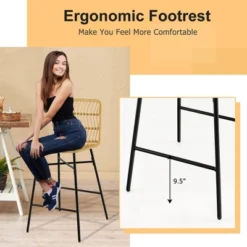 Costway Set Of 2 Rattan Bar Stools Counter Height Dining Chairs With Metal Legs Natural -Baxton Studio Shop GUEST de94ab0d 1f75 45c6 8386 9c3563027082