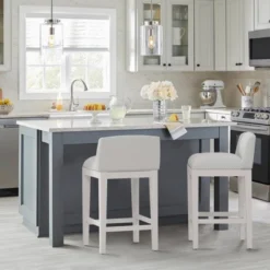 Set Of 2 26" Bronn Non Swivel Counter Height Barstools White /Silver - Hillsdale Furniture -Baxton Studio Shop GUEST de9d4b88 e1a5 4296 b0a6 1e747b0da130