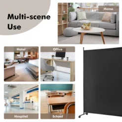 Costway 6FT Single Panel Room Divider With Wheels Rolling Fabric Partition Privacy Screen -Baxton Studio Shop GUEST dea04a13 c574 4111 8256 4ab879fe5f9a