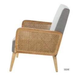 Criss Velvet Loveseat Rattan Armrest 2-Seater Tufted Back Sofa Contemporary Loveseat For Living Room | Karat Home -Baxton Studio Shop GUEST deb4f4e1 6223 448d b6b8 b405a79f168e