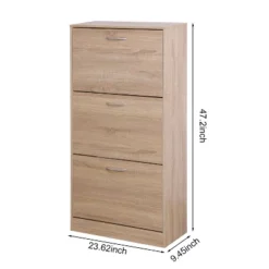 VANIRROR 3-Drawer Shoe Storage Cabinet, 3-Tier Wood Shoe Rack Storage Organizer For Entryway -Baxton Studio Shop GUEST deb94959 548d 4f28 bfc5 ce6e1af980db