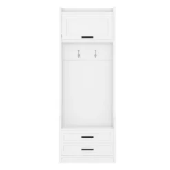 TIRAMISUBEST 4-in-1 Detachable Hall Tree With Storage And 7 Hooks - White Entryway Organizer With Storage -Baxton Studio Shop GUEST deda8d70 bc86 4658 903e 16a4ea124f97