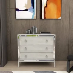 Glam Painted Wood And Mirror Chest White - Olivia & May -Baxton Studio Shop GUEST df268f57 7722 46a7 b4f6 05baaeaa294a