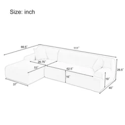 109" Simplified Style Large L-Shape Modular Sectional Sofa, 2 Piece Free Combination Sofa - ModernLuxe -Baxton Studio Shop GUEST df278c13 8062 4069 8eea 5321c819dc73
