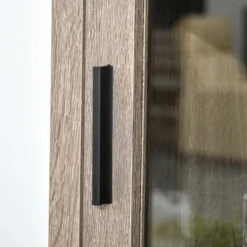 HOMCOM Tall Wine Cabinet, Bar Display Cupboard With 12-Bottle Wine Rack, Glass Door And 3 Storage Compartment For Living Room, Home Bar, Dining Room -Baxton Studio Shop GUEST df41b6ec 10db 4c2c 9663 7661929e11c4