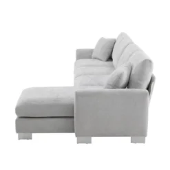 YOOCOZZ L-Shaped Chenille Sectional Sofa With Chaise Lounge And Silver Aluminum Feet -Baxton Studio Shop GUEST df4d0ab3 4608 41ea a58b 1f89065d4930