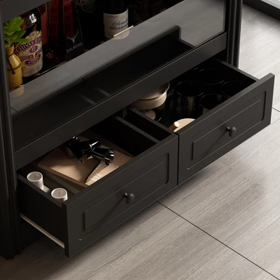 Famapy Black Wine Cabinet With A Two - Layer Semi - Open Structure. 9 Famapy Black Wine Cabinet With A Two - Layer Semi - Open Structure. - Image 9