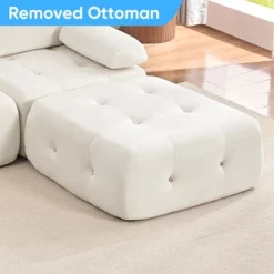 Mjkone L-Shaped Velvet 3-Seater Modular Sectional Sofa With Ottoman, Convertible Sofa Couches With Rivet Trim -Baxton Studio Shop GUEST df781784 4139 4e5b 8cc1 6ea79ab07ddf