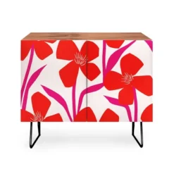 Maritza Lisa Red And Pink Floral Pattern Credenza - Deny Designs -Baxton Studio Shop GUEST df7874b1 49f8 4642 917b 9380baab8b3b