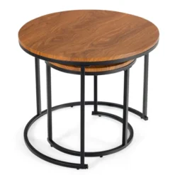 Tangkula 2PCS Stacking Metal Legs Modern Side Round Nesting Coffee Table W/ Wooden Tabletop For Living Room Rustic Brown/Brown 14 Tangkula 2PCS Stacking Metal Legs Modern Side Round Nesting Coffee Table W/ Wooden Tabletop For Living Room Rustic Brown/Brown -Baxton Studio Shop GUEST df7b4674 d958 4747 b0a5 d8f6c9929ff4
