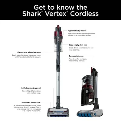 Shark Vertex Cordless Stick Vacuum With DuoClean PowerFins - IZ464H: Lightweight, Pet Hair, HEPA, 60 Min Run Time 13 Shark Vertex Cordless Stick Vacuum With DuoClean PowerFins - IZ464H: Lightweight, Pet Hair, HEPA, 60 Min Run Time - Image 13