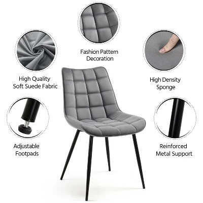 Yaheetech Set Of 2 Dining Kitchen Chairs With Backrest For Kitchen, Gray 3 Yaheetech Set Of 2 Dining Kitchen Chairs With Backrest For Kitchen, Gray - Image 3
