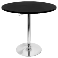 27.5" Elia Contemporary Adjustable Bar Height Pub Table Black Wood Top With Chrome Frame - LumiSource -Baxton Studio Shop GUEST dfccb665 fc0b 44c3 966b e4dc23582df5