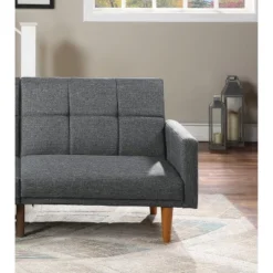 DOMETOUR Transitional Look Living Room Sofa Couch Convertible Bed Blue Grey Polyfiber 1pc Tufted Sofa Cushion Wooden Legs -Baxton Studio Shop GUEST dfe0e293 c869 4fbd 9522 5d4a6fd90134