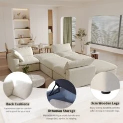 WJShome 6-Piece Cloud Modular Sectional Sofa,160.6"Down Filled Couch For Living Room,Sofa Cover Washable & Removable -Baxton Studio Shop GUEST dfeaa480 a970 4358 a9c9 9d38c545d44d 1