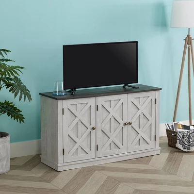 Saw Cut TV Stand For TVs Up To 55" Off White - Home Essentials 2 Saw Cut TV Stand For TVs Up To 55" Off White - Home Essentials - Image 2