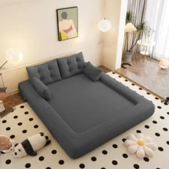 TIRAMISUBEST 3-in-1 Lazy Sofa Bed, Multi-Functional Folding Sleeper Sofa, Teddy Fabric Foam-Filled Floor Loveseat -Baxton Studio Shop GUEST e01142ca 2b55 4503 a08d 006b635f20ba