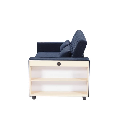 Modern 3-in-1 Pull-Out Sofa Bed With Storage Shelves, USB Ports & Cup Holders, Convertible Sleeper Sofa Couch For Small Spaces - ModernLuxe 12 Modern 3-in-1 Pull-Out Sofa Bed With Storage Shelves, USB Ports & Cup Holders, Convertible Sleeper Sofa Couch For Small Spaces - ModernLuxe - Image 12