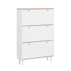 Narrow Design Shoe Cabinet With 3 Flip Drawers, 3 Hooks And Adjustable Panels - ModernLuxe -Baxton Studio Shop GUEST e0a4db73 4546 426b 9036 b65c6c1227b7