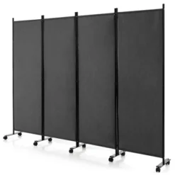 Costway 4-Panel Folding Room Divider 6FT Rolling Privacy Screen With Lockable Wheels Black/Brown/Grey/White -Baxton Studio Shop GUEST e0a682d7 a2d6 45f6 9d87 79fe313be77d
