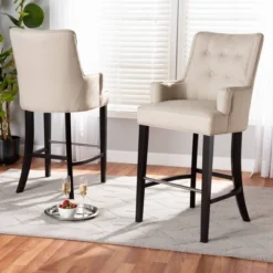 2pc Aldon Upholstered And Wood Bar Stool Set - Baxton Studio -Baxton Studio Shop GUEST e0b625b5 149b 4f1e 8ff6 de5685f57292