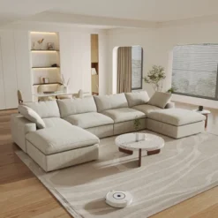 WJShome 6-Piece Cloud Modular Sectional Sofa,160.6"Down Filled Couch For Living Room,Sofa Cover Washable & Removable