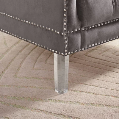 Pernice Button Tufted Chenille Loveseat Gray - HOMES: Inside + Out 4 Pernice Button Tufted Chenille Loveseat Gray - HOMES: Inside + Out - Image 4
