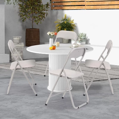 Folding Chairs With Cushion, Outdoor & Indoor Event Portable Metal Folding Chairs With Non-Slip Feet Pads Stackable Chairs 5 Folding Chairs With Cushion, Outdoor & Indoor Event Portable Metal Folding Chairs With Non-Slip Feet Pads Stackable Chairs - Image 5