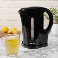 Aroma 1.7L Electric Kettle - Black: Dripless Spout, 1500W, Water Level Viewer -Baxton Studio Shop GUEST e128223d 040b 4656 8529 b6fcc8aa860f
