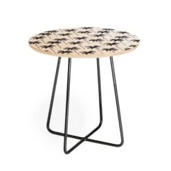 Round Little Arrow Design Co Watercolor Palm Tree In Black Side Table - Deny Designs -Baxton Studio Shop GUEST e14a96f9 1f61 48d4 8474 374d3d7792dd